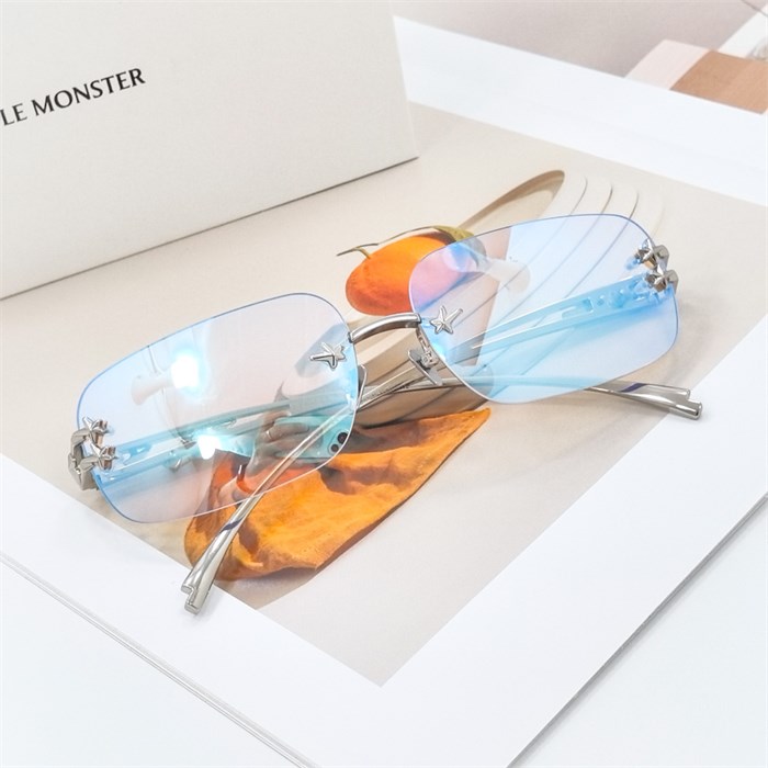 GENTLE MONSTER & JENNIE GLITTER Titanium серебро голубой зеркальный BR01586